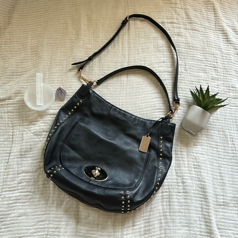 Black Coach purse with gold studs